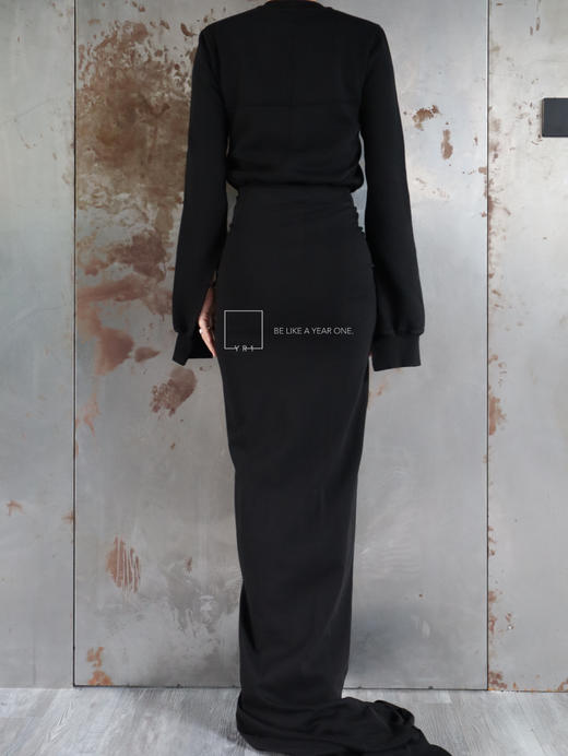 Rick Owens Drkshdw｜黑色紧凑重磅棉质平纹针织长裙 商品图2