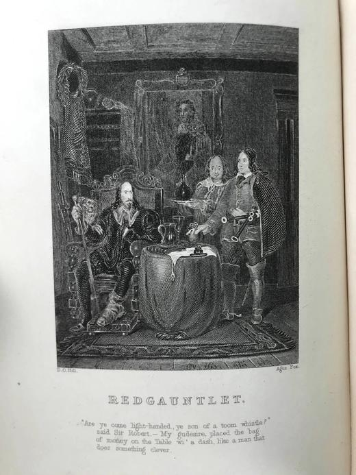 1871年 司各特《红铁手骑士》 约5幅版画插图 漆布精装32开 商品图4