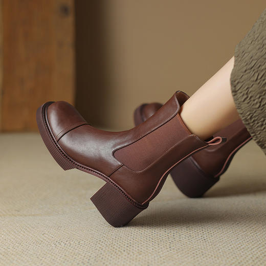 黑色厚底显瘦靴，粗跟靴子短靴YT-958-16 商品图0