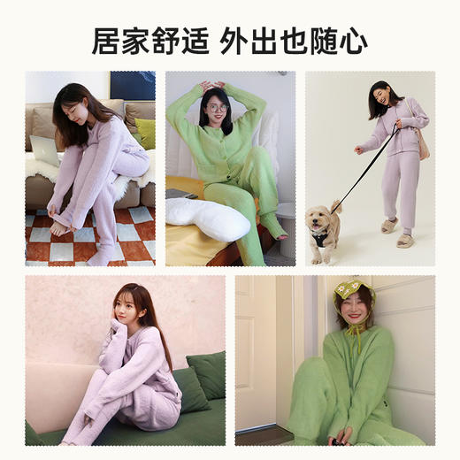 【半练半边绒情侣家居服 反季大促，到手只要99元/套】半练半边绒情侣家居服，舒弹暖柔密织半边绒材质🔥亲肤蓄热双倍保暖！ 商品图4