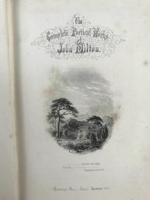 约19世纪后期 弥尔顿诗集 6幅钢版画插图 漆布精装32开 商品图4