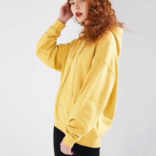 【秋季新款】黄色连帽卫衣女2023秋季新款韩版宽松大码显瘦上衣休闲外套 商品图1