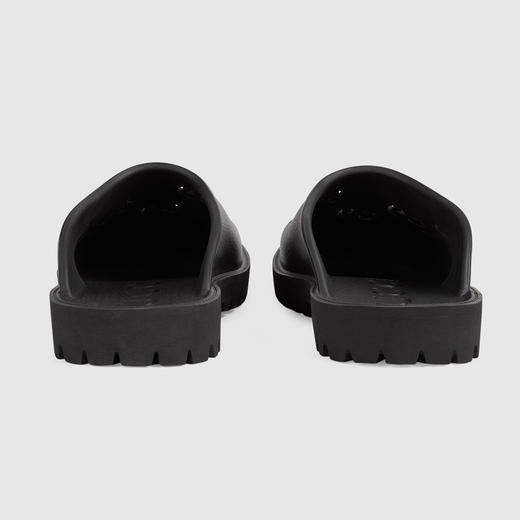 GUCCI 古驰 男士穿孔 GG 橡胶拖鞋 黑色 655517 JFB00 1000 商品图2