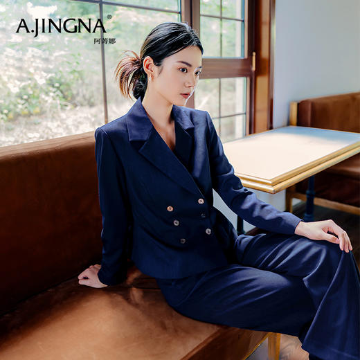 【商场同款】阿菁娜修身双排扣法式女西装外套A28Q108002 商品图1