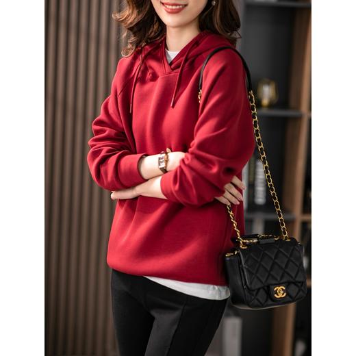 【秋季新款】连帽纯色卫衣女2023秋季新款韩版宽松时尚百搭长袖圆领上衣 商品图3