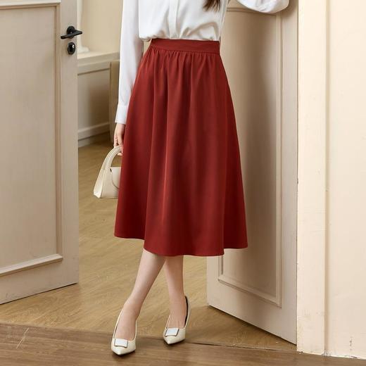 百姿 高腰遮肉显瘦半身裙2023早秋新款百搭大摆A字裙中长款231233 商品图0