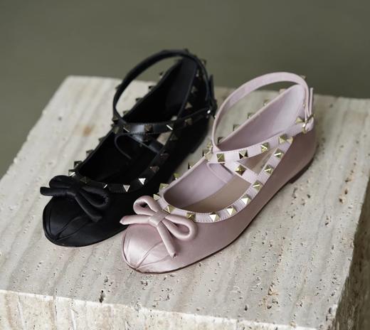  重磅渠道  VT铆钉芭蕾舞鞋  交叉绑带 缎面平底单鞋 商品图2