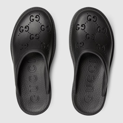 GUCCI 古驰 女士厚底穿孔 G 拖鞋 黑色 663577 JFB00 1000 商品图1