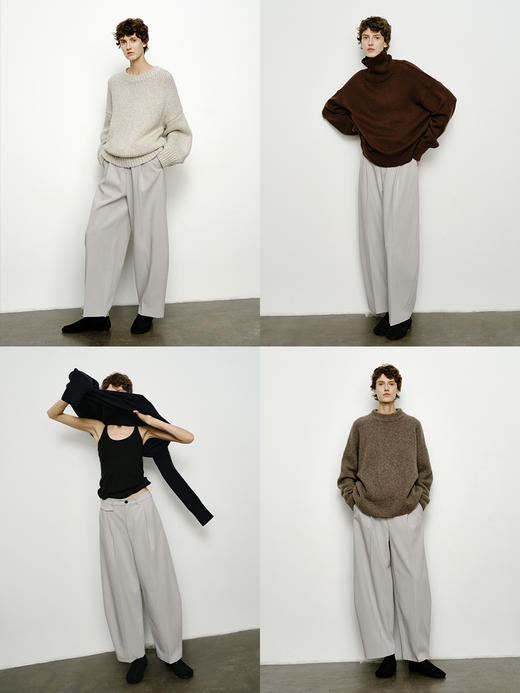 HIDEMI 经典显瘦中高腰微茧型口袋西裤 黑色/海鸥灰 商品图2