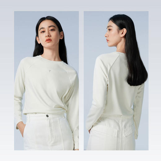 拇指白小T仿生热特姆插肩烫钻圆领长袖女款无限系列 商品图1