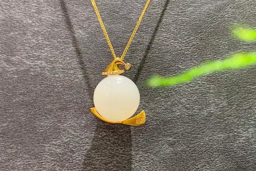 【御珠宫坊】金镶羊脂白玉珠 商品图0