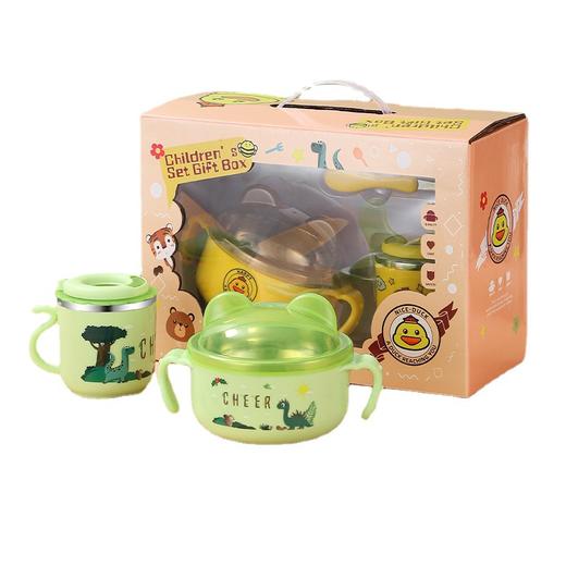 「数款可选！四件套」304不锈钢儿童饭碗带盖宝宝吸管水杯卡通餐具套装六一儿童节礼品餐饮用具 商品图4