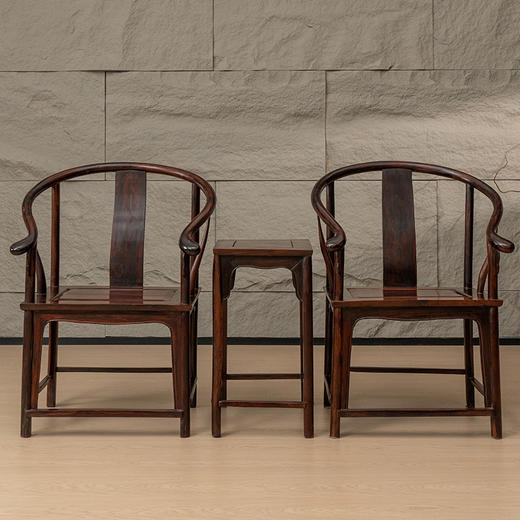 二十世纪 红木素工圈椅成套（两椅一几） 商品图0