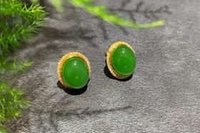 【御珠宫坊】金镶碧玉耳钉