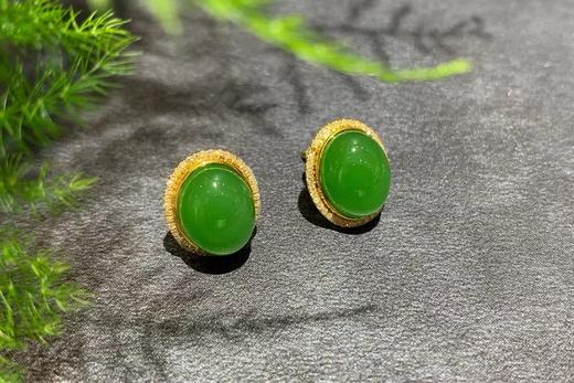 【御珠宫坊】金镶碧玉耳钉 商品图0
