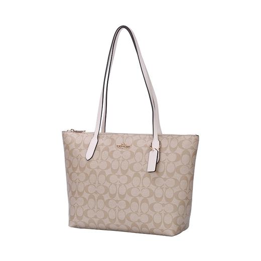 COACH 奥莱款中号女士PVC配皮单肩手提托特包 商品图1