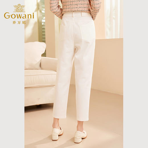 Gowani乔万尼秋季新品休闲裤气质百搭白色长裤ET3F620001 商品图4