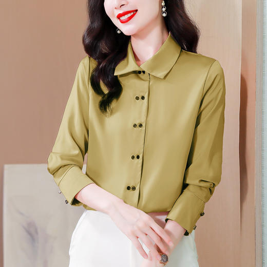 秋季新款，时尚经典纯色双排扣设计简约时尚百搭大码衬衫KQL-B24N2335 商品图8
