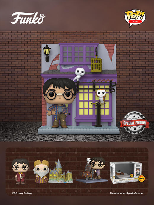 Funko POP Deluxe 哈利波特对角巷哈利与咿啦猫头鹰商店限定款手办摆件 58135 商品图1