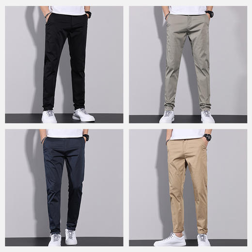 纯棉半松紧腰【新款DQ】大依优型大码男装小脚休闲裤加肥加大号肥佬宽松大号休闲长裤水洗棉Y 商品图3
