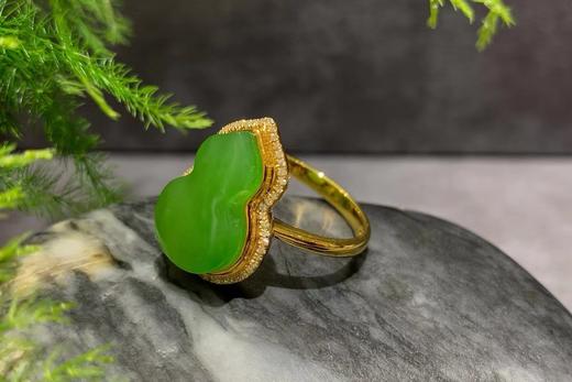 【御珠宫坊】金镶碧玉葫芦戒指 商品图0