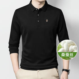 【Q】【桑蚕丝】【新款DK】大依优型大码长袖Polo衫桑蚕丝珠地翻领加肥加大肥佬休闲商务宽松透气上衣秋装