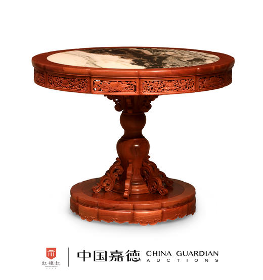 红桥红  家具严选  缅甸花梨（大果紫檀）【云石面108清式小圆桌】 商品图0