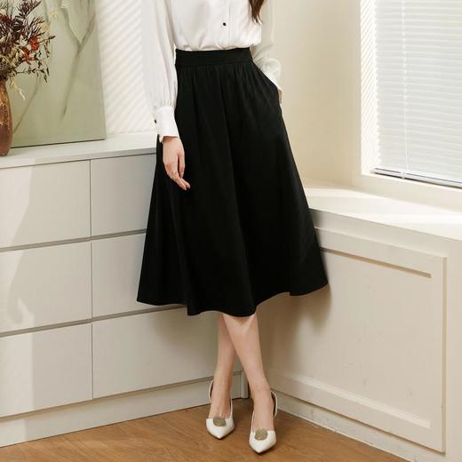 百姿 高腰遮肉显瘦半身裙2023早秋新款百搭大摆A字裙中长款231233 商品图2