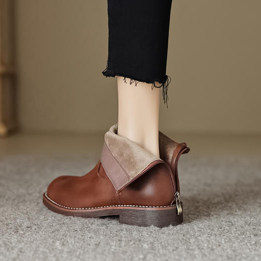 时尚气质，真皮平底短靴OFSM-OF6816R 商品图2