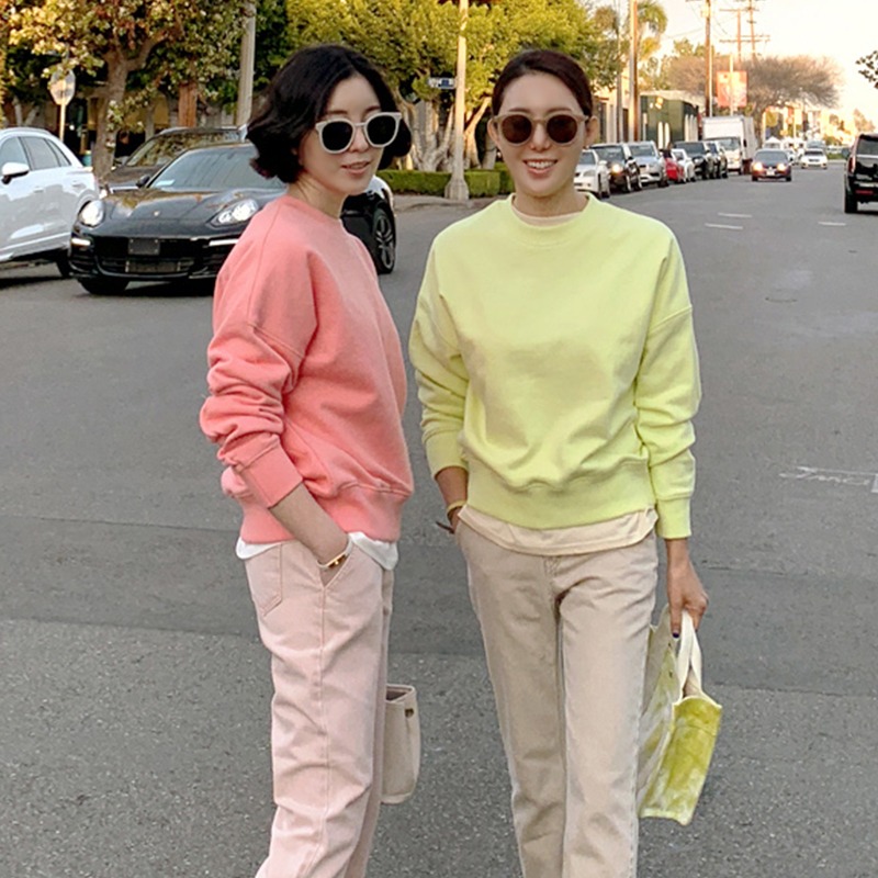 【秋季新款】糖果色春装卫衣女宽松韩版2023新款慵懒套头圆领长袖ins上衣