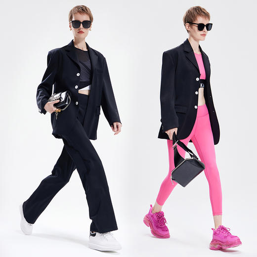 TITIKA ACTIVE瑜伽服秋季纯黑运动西装女休闲空气感免烫外套oversized  38J71100 商品图2