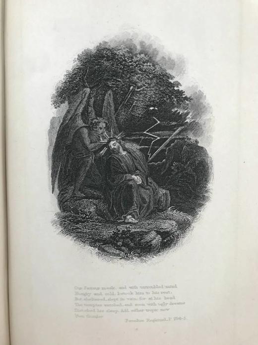 约19世纪后期 弥尔顿诗集 6幅钢版画插图 漆布精装32开 商品图9