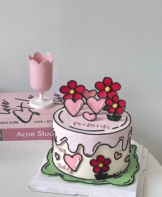 黑巢-小花花手绘蛋糕 商品图0