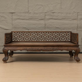 清 红木攒接十字海棠三围屏罗汉床