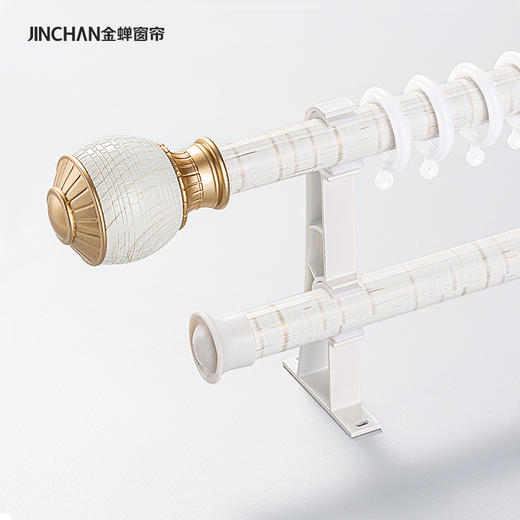 #罗马杆 #金蝉现代简约格子纹圆头罗马杆窗帘杆 商品图0