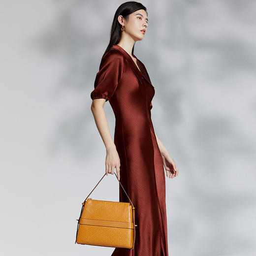 保兰德PLD东方雅奢新礼物45度老花水桶包头层牛皮腋下包单肩斜挎通勤必备女包 商品图4