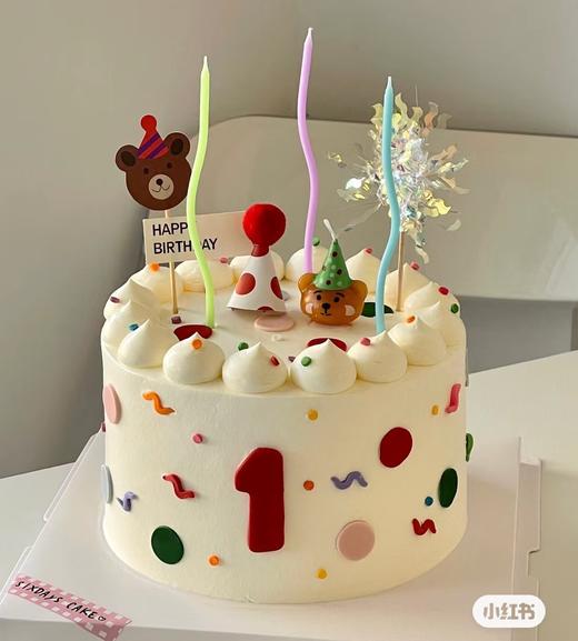 【优品系列】---【侧面周岁数字翻糖贴片】蛋糕 商品图0