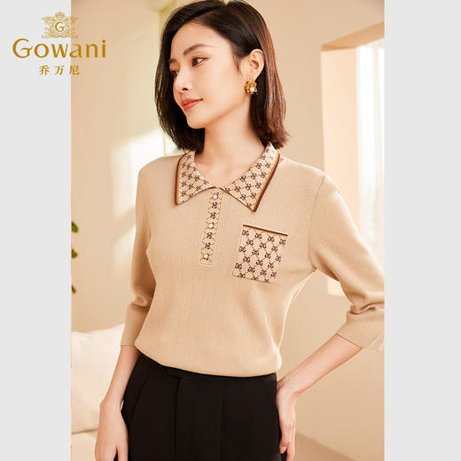 乔万尼秋新品羊毛衫简约高级感中袖针织衫ET3M752 商品图1