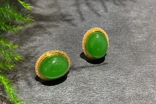 【御珠宫坊】金镶碧玉耳钉 商品图1