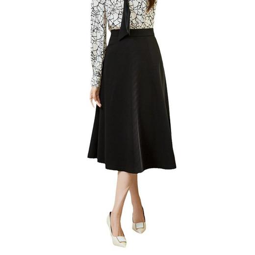 百姿 简约气质中长款半身裙2023早秋新款纯色高腰显瘦A字裙231252 商品图4