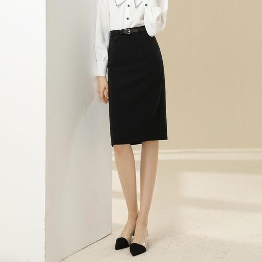 百姿 气质包臀半身裙开叉中裙显瘦时尚百搭高腰包臀 商品图1