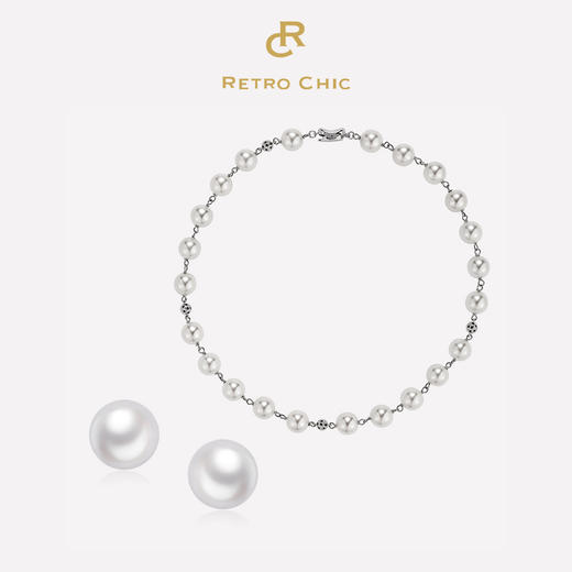 【沈梦辰同款】RetroChic 意大利复古创意饰品 花豹耳钉/颈链(白色) 商品图0