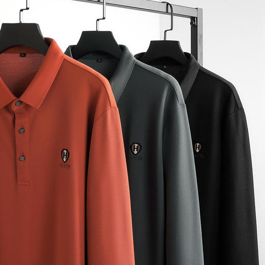 【Q】【桑蚕丝】【新款DK】大依优型大码长袖Polo衫桑蚕丝珠地翻领加肥加大肥佬休闲商务宽松透气上衣秋装 商品图2