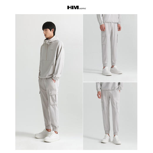 HIM漢崇 舒适透气束脚裤男士抽绳松紧腰潮流休闲工装裤 2026夏季 商品图3