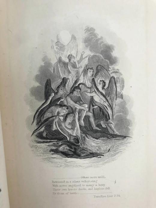 约19世纪后期 弥尔顿诗集 6幅钢版画插图 漆布精装32开 商品图8