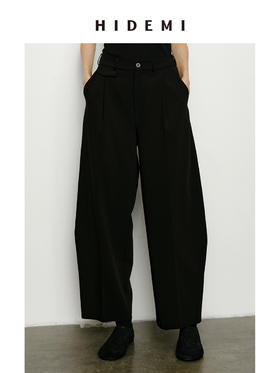 HIDEMI 经典显瘦中高腰微茧型口袋西裤 黑色/海鸥灰