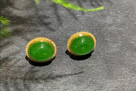 【御珠宫坊】金镶碧玉耳钉 商品图2