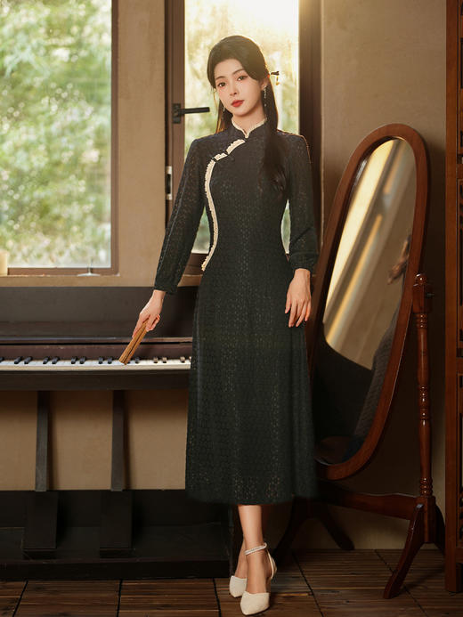 秋冬新款，民国风大小姐旗袍连衣裙小长款新中式国风改良旗袍裙JLM-3175 商品图1