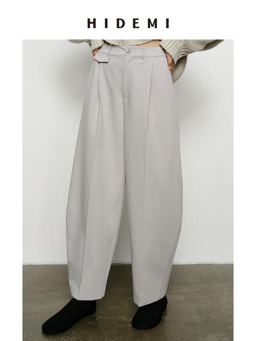 HIDEMI 经典显瘦中高腰微茧型口袋西裤 黑色/海鸥灰 商品图7