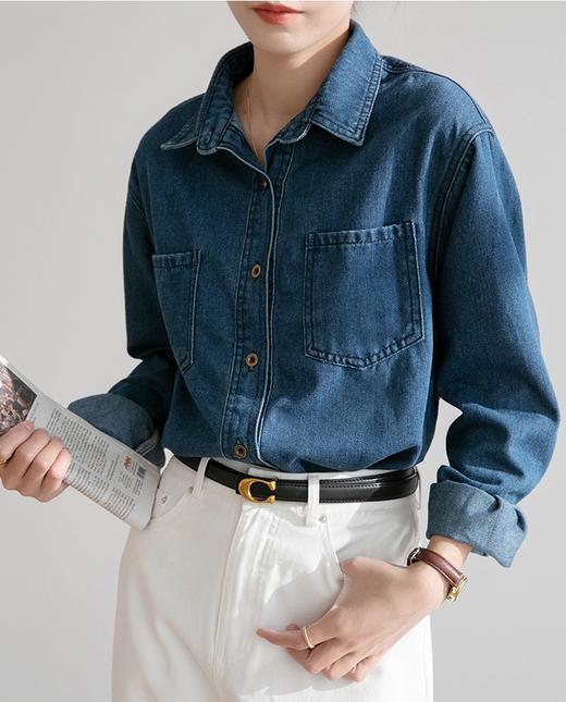 【减龄百搭】AILISCOCO港风复古牛仔衬衫 挺括有型 显瘦不挑人 商品图1